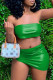 Green Sexy Solid Backless Strapless Sleeveless Two Pieces