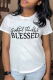 White Casual Street Print Patchwork Letter O Neck T-Shirts