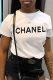 White Street Basis Print Patchwork Letter O Neck T-Shirts