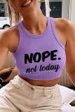 Pink Casual Letter Print Basic O Neck Tops