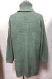 Light Green Casual Solid Basic Turtleneck Tops