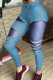 Blue Casual Street Print Patchwork Skinny High Waist Pencil Positioning Print Bottoms