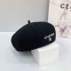 Black Casual Street Letter Patchwork Hat