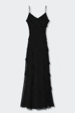Red Sexy Solid Backless Slit Spaghetti Strap Long Dress Dresses