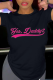 Black Casual Street Print Patchwork O Neck T-Shirts