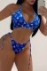 Blue Sexy Print Bandage Swimwears
