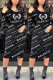 Black Fashion Casual Print Basic O Neck Long Sleeve Dress