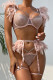 Pink Sexy Solid Patchwork See-through Feathers Chains Valentines Day Lingerie