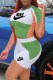 Green Casual Print Patchwork O Neck Short Sleeve Two Pieces
