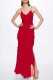 Red Sexy Solid Backless Slit Spaghetti Strap Long Dress Dresses