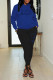 Blue Casual Print Patchwork Hooded Collar Long Sleeve Two Pieces