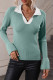 Green Casual Solid Patchwork V Neck Tops