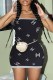 Black Sexy Print Patchwork Strapless One Step Skirt Dresses