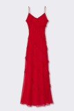 Red Sexy Solid Backless Slit Spaghetti Strap Long Dress Dresses