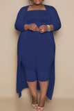 Purple Casual Solid Basic Plus Size Two Pieces