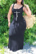 Black Casual Print Patchwork U Neck Vest Dress Plus Size Dresses
