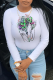 White Street Print Patchwork O Neck Tops