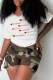 White Street Vintage Print Patchwork Letter O Neck T-Shirts