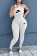 White Sexy Print Letter One Shoulder Jumpsuits