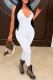 White Sexy Solid Patchwork Halter Skinny Jumpsuits