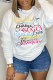 White Casual Print Letter O Neck Tops