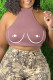 Purple Sexy Print Patchwork O Neck Tops