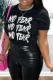 Black Street Print Patchwork Letter O Neck T-Shirts