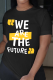 Black Casual Street Print Patchwork Letter O Neck T-Shirts