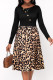 Leopard Print Sexy Print Leopard Patchwork Asymmetrical Collar A Line Dresses