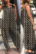Khaki Casual Street Print Patchwork Spaghetti Strap Straight Jumpsuits