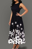 Pink Sweet Elegant Print Patchwork O Neck A Line Dresses