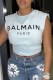 Baby Blue Street Print Letter O Neck Tops