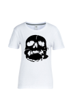 Red Daily Vintage Skull Patchwork O Neck T-Shirts