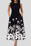 Pink Sweet Elegant Print Patchwork O Neck A Line Dresses