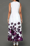 Pink Sweet Elegant Print Patchwork O Neck A Line Dresses