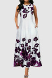 Pink Sweet Elegant Print Patchwork O Neck A Line Dresses