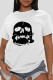 White Daily Vintage Skull Patchwork O Neck T-Shirts