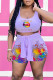 Purple Casual Sportswear Print Bandage Patchwork U Neck Two Pieces
