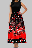 Pink Sweet Elegant Print Patchwork O Neck A Line Dresses