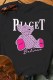 Black Casual Print Letter O Neck T-Shirts