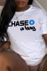 White Casual Street Print Patchwork Letter O Neck T-Shirts