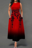 Pink Sweet Elegant Print Patchwork O Neck A Line Dresses