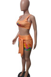 Purple Casual Sportswear Print Bandage Patchwork U Neck Two Pieces