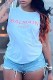White Street Print Letter O Neck Tops