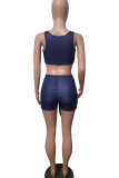 Purple Casual Sportswear Print Bandage Patchwork U Neck Two Pieces