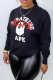 Black Street Sportswear Print Patchwork Letter O Neck Tops