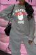 Grey Street Sportswear Print Patchwork Letter O Neck Tops