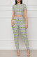 Light Green Casual Patchwork O Neck Short Sleeve Two Pieces