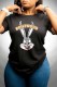 Black Casual Character Print Letter O Neck T-Shirts