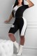 White Casual Print Patchwork Letter V Neck Short Sleeve Two Pieces